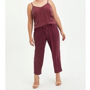 Torrid High Rise Tie Front Trousers In Burgundy